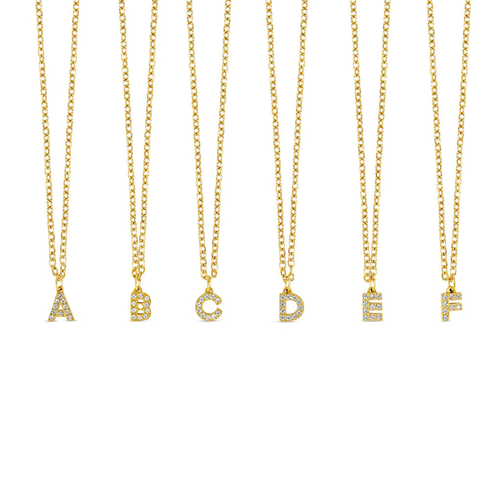 Stone Initial Necklace - Gold