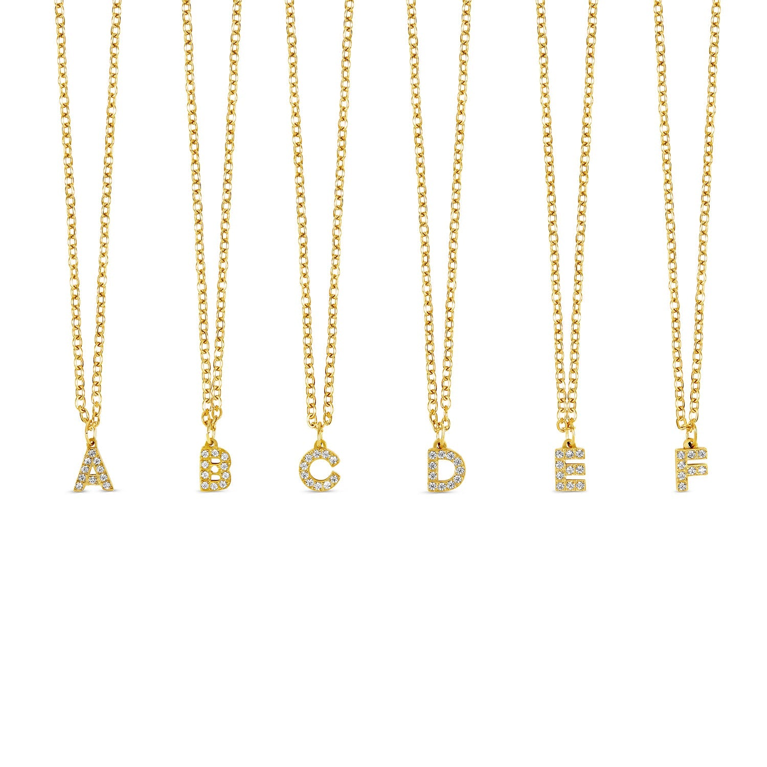 Stone Initial Necklace - Gold