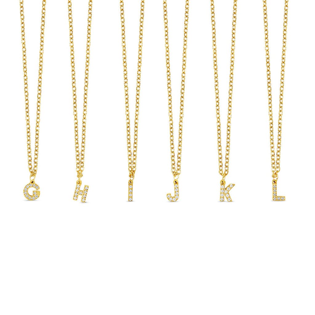 Stone Initial Necklace - Gold