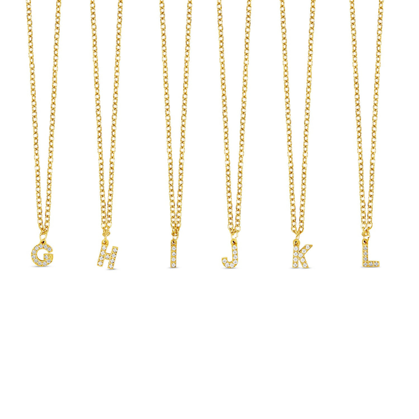 Stone Initial Necklace - Gold