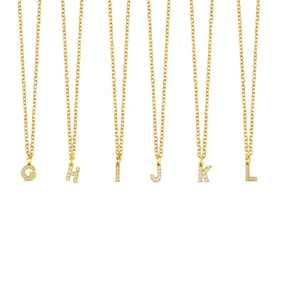 Stone Initial Necklace - Gold
