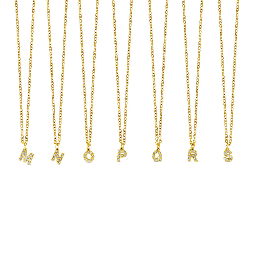 Stone Initial Necklace - Gold
