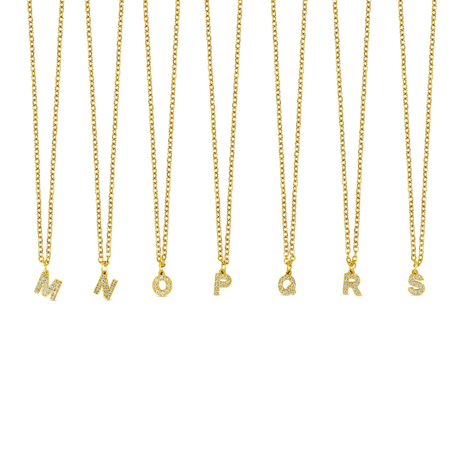 Stone Initial Necklace - Gold