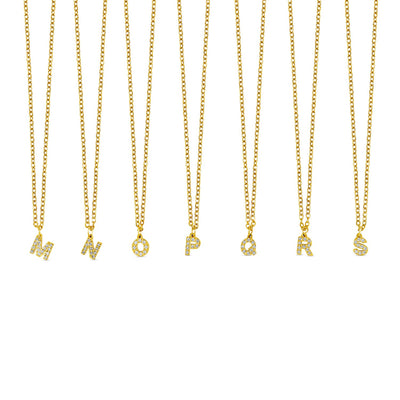 Stone Initial Necklace - Gold