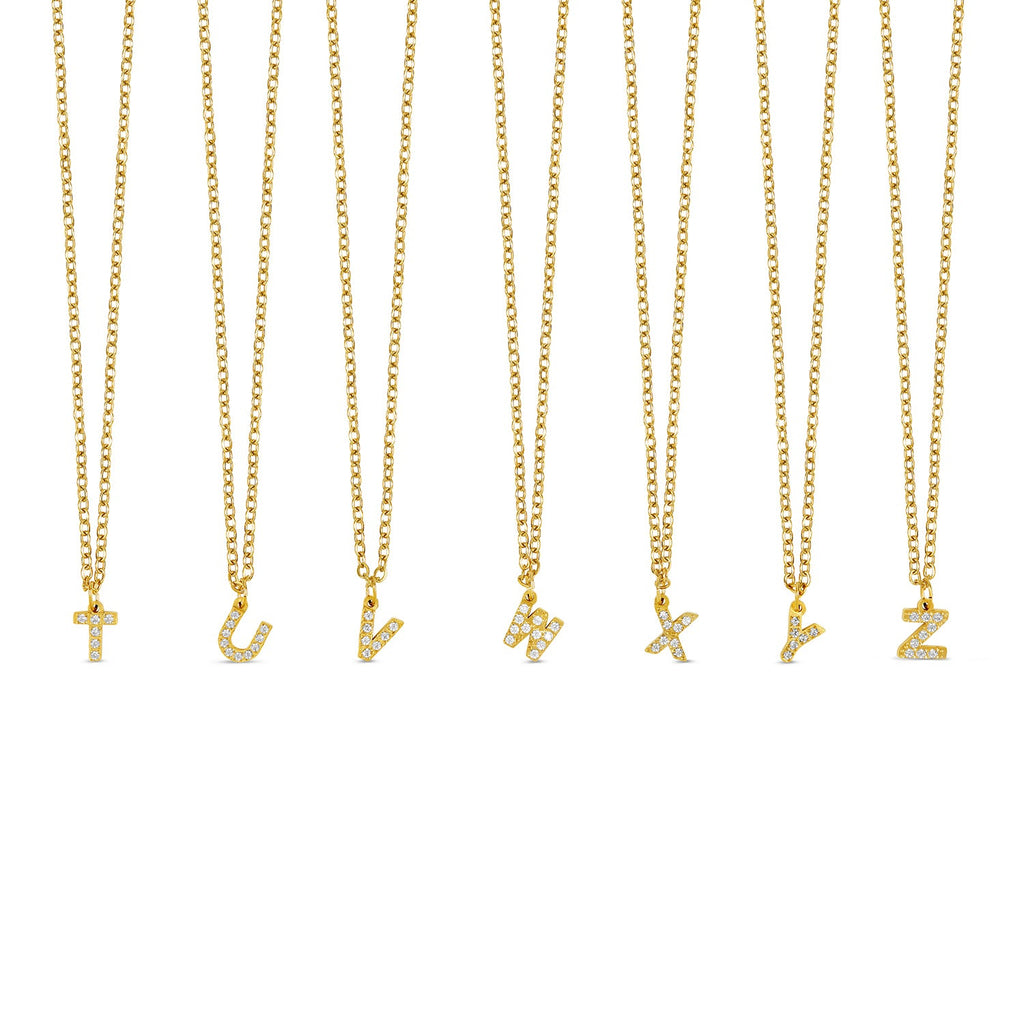Stone Initial Necklace - Gold
