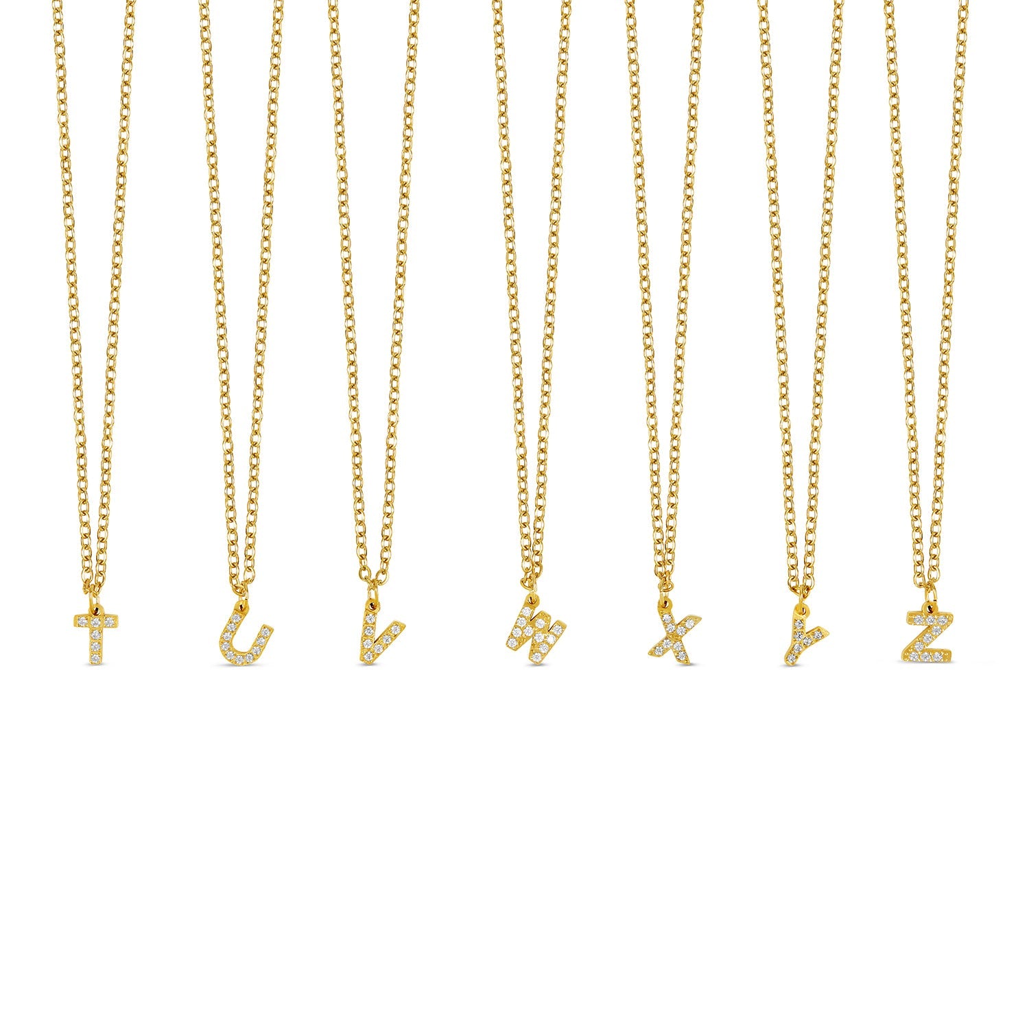 Stone Initial Necklace - Gold