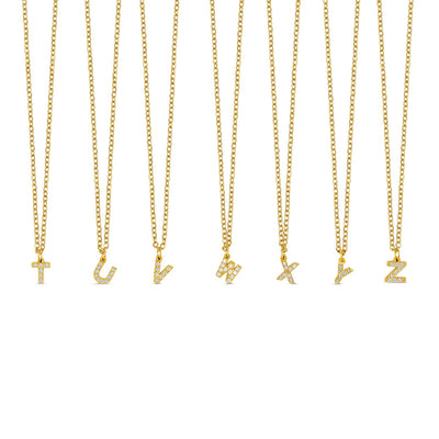 Stone Initial Necklace - Gold
