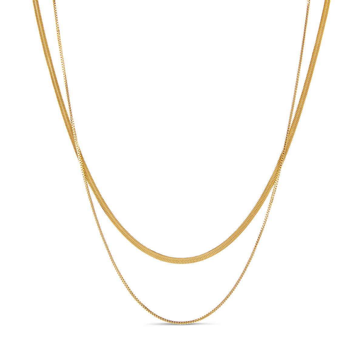 Snake Double Chain Necklace - Gold