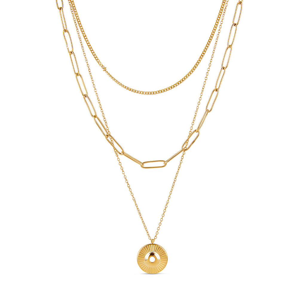 Cleopatra Triple Layered Necklace - Gold