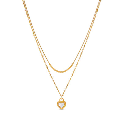 Marble Heart Layered Necklace - Gold