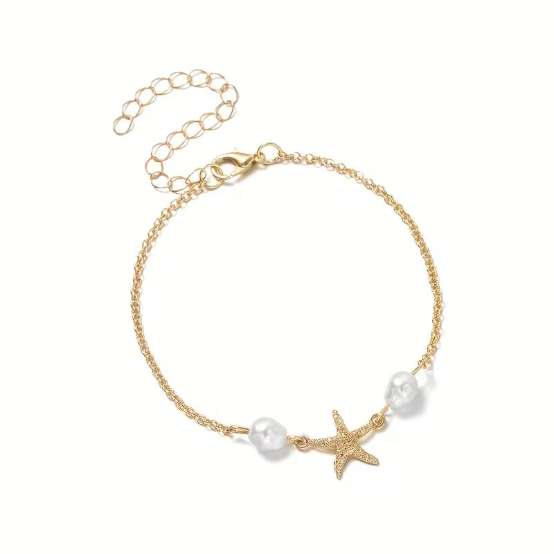 PUSCA Helloice Starfish Pearl Anklet & Bracelet