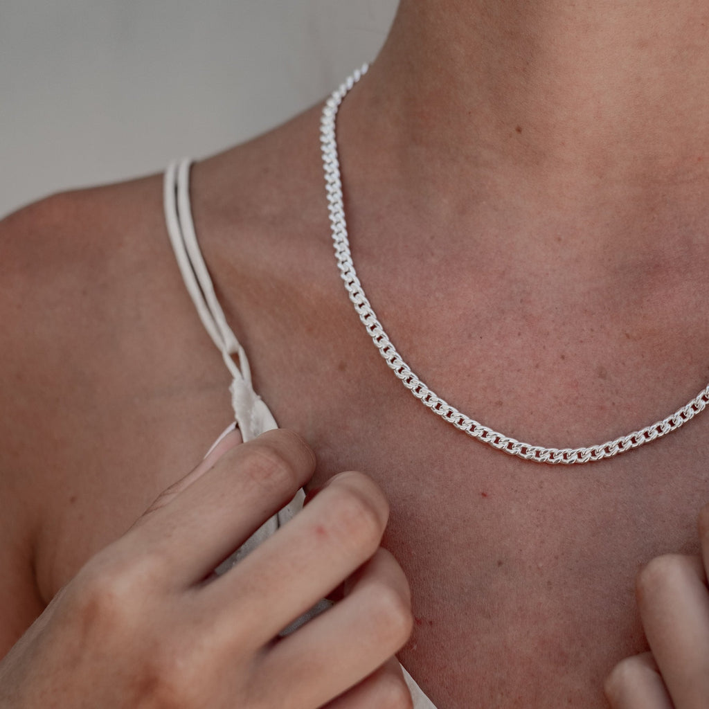 Brooklyn Flat Curb Necklace - Silver