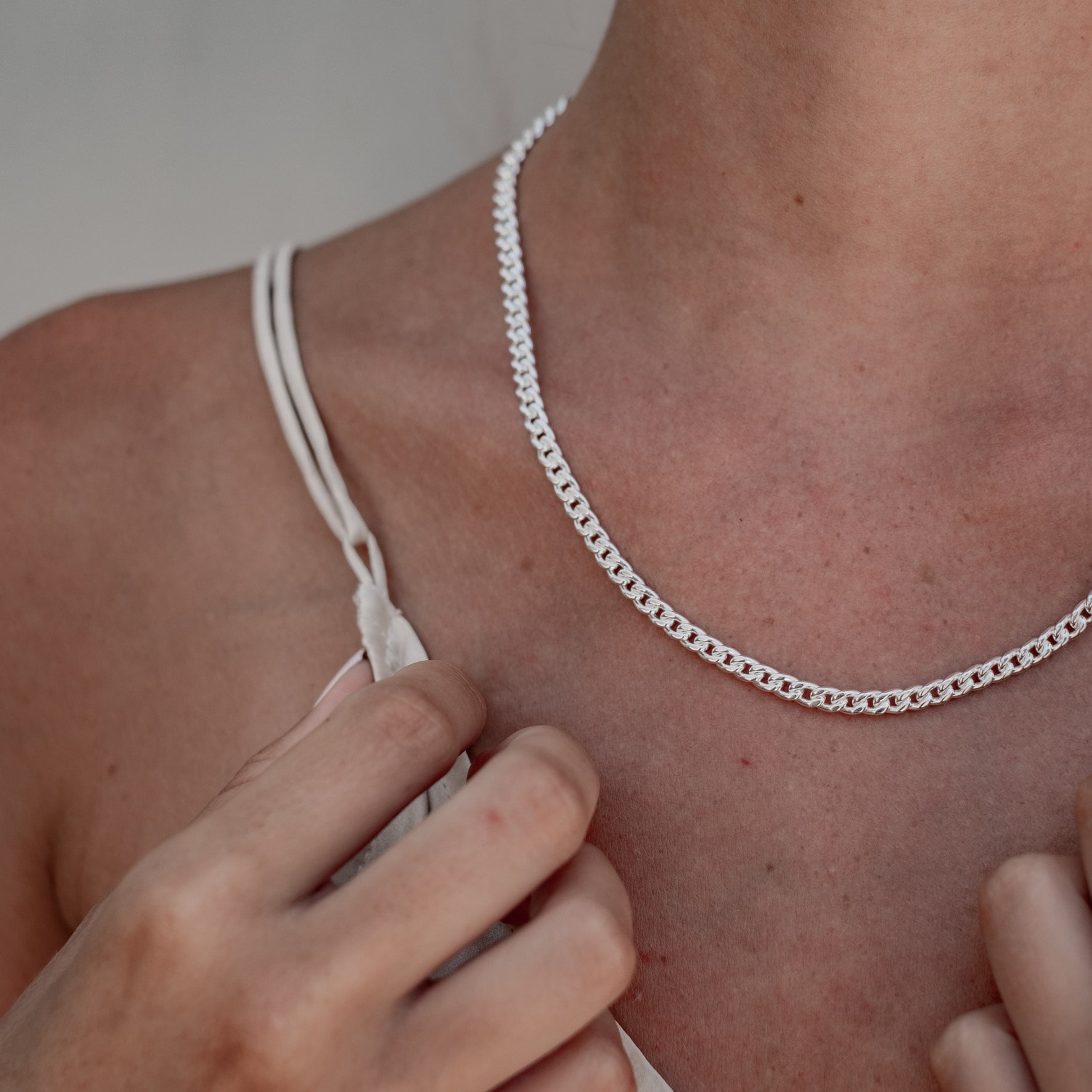 Brooklyn Flat Curb Necklace - Silver