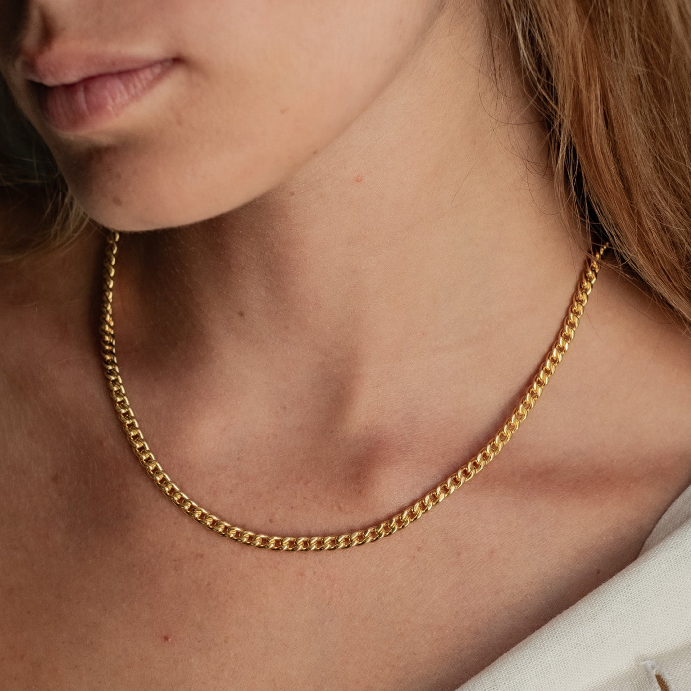 Brooklyn Flat Curb Necklace - Gold