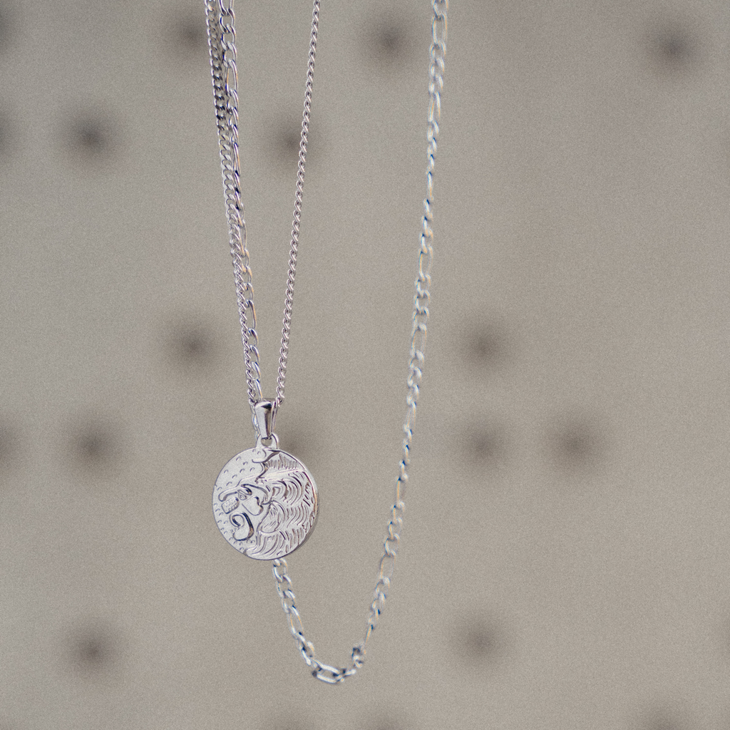Lion Pendant Necklace - Silver