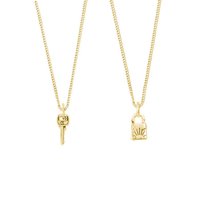 Lock & Key BFF Necklace SET - GOLD