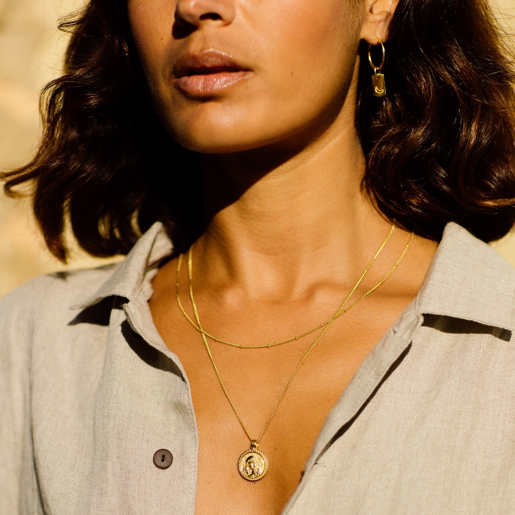 Mother Teresa Pendant for Devotion Necklace - Gold