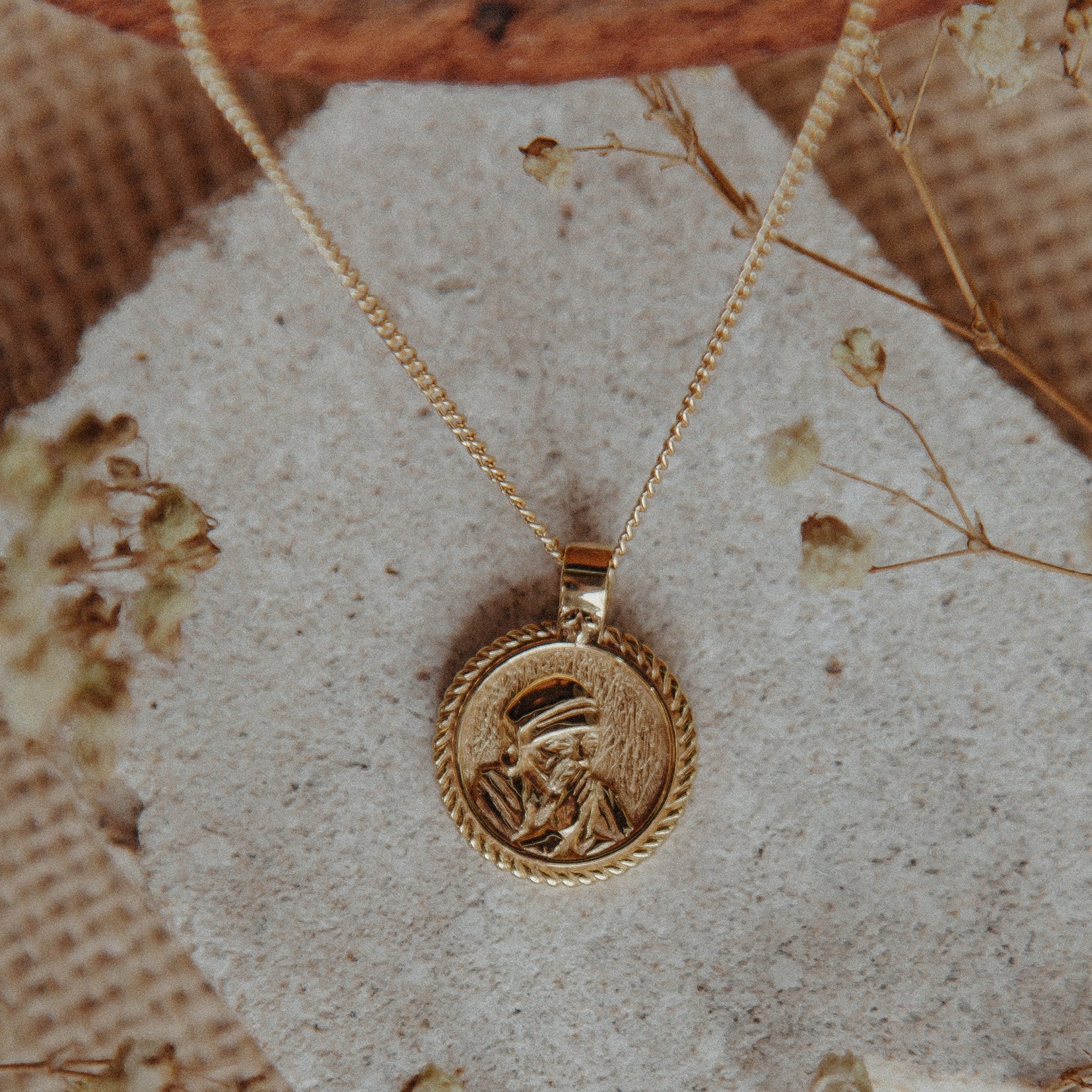 Mother Teresa Pendant for Devotion Necklace - Gold