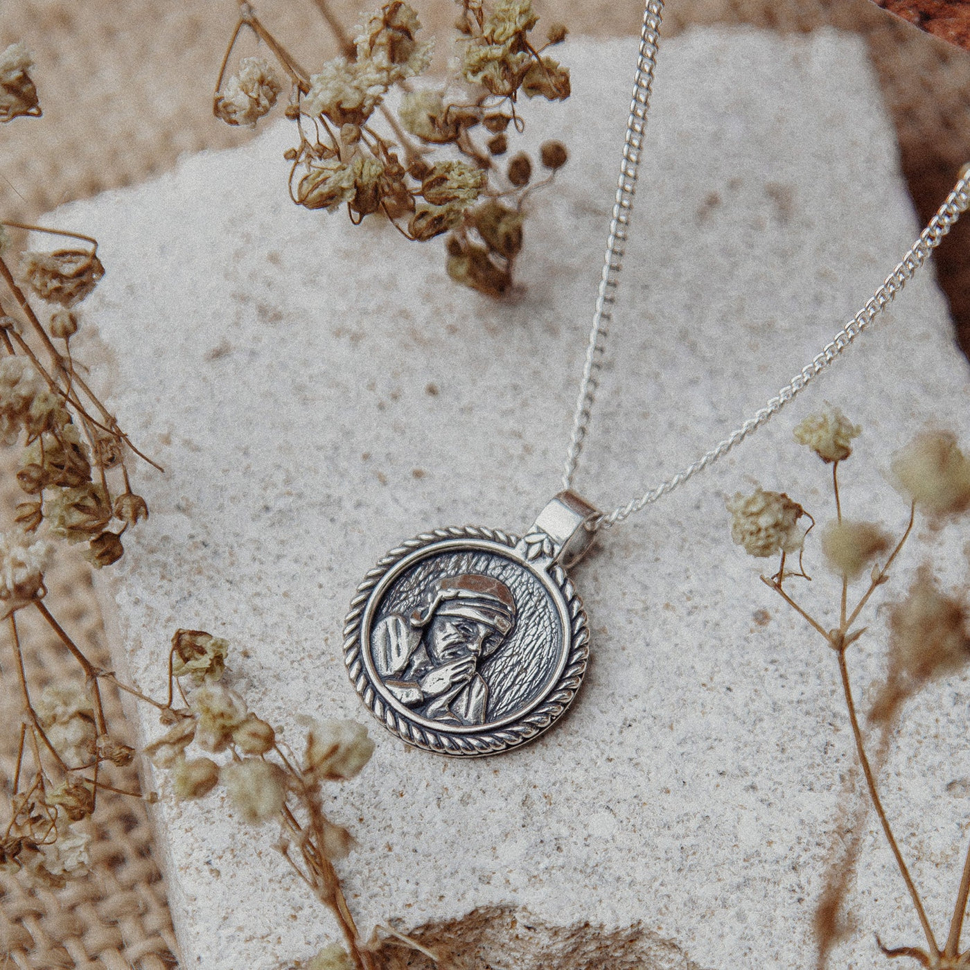 Mother Teresa Pendant for Devotion Necklace - Silver