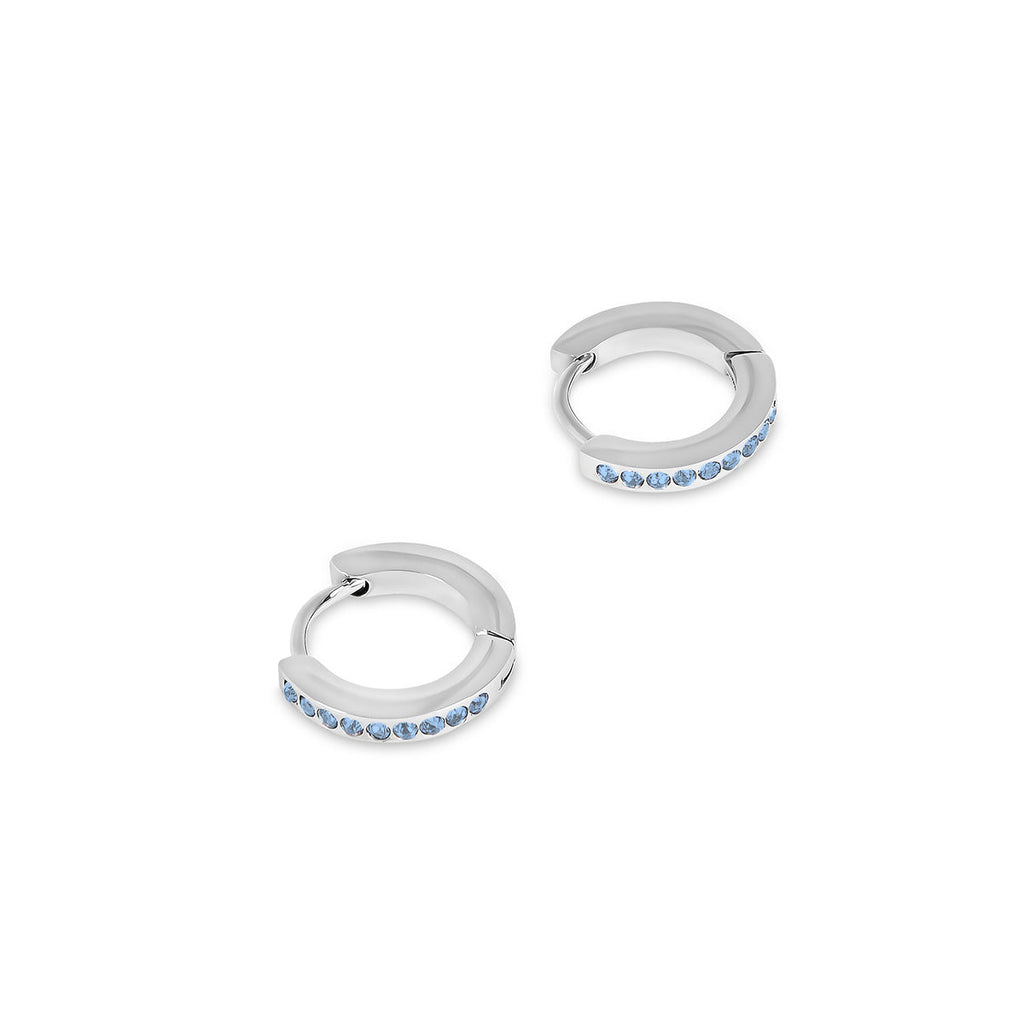 Birthstone Huggie Hoop Earrings - Silver (Select Your Birthstone!)