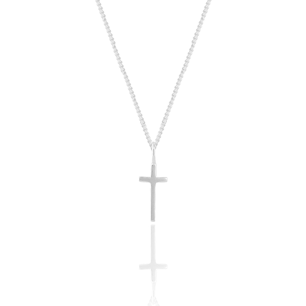 Mini Madonna Cross Charm Necklace - Silver