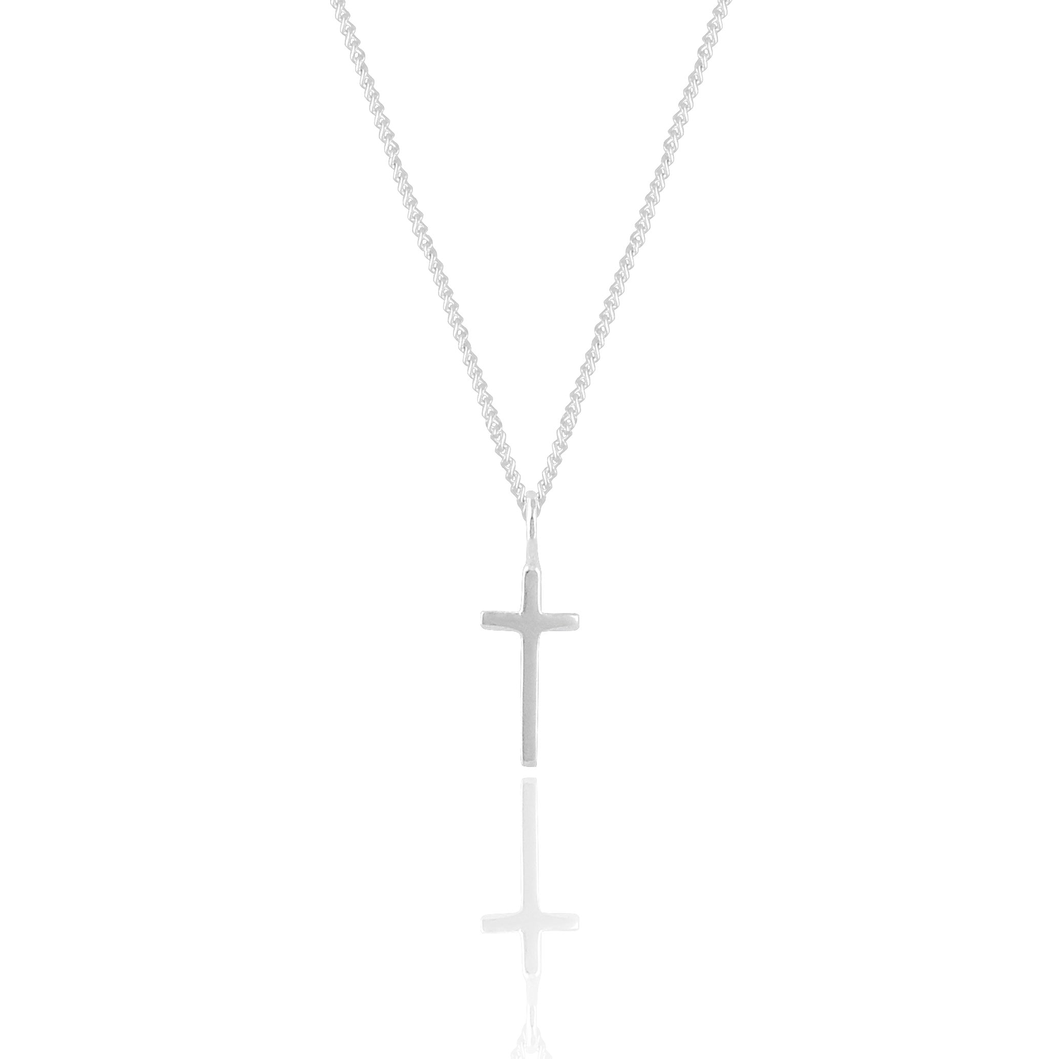 Mini Madonna Cross Charm Necklace - Silver