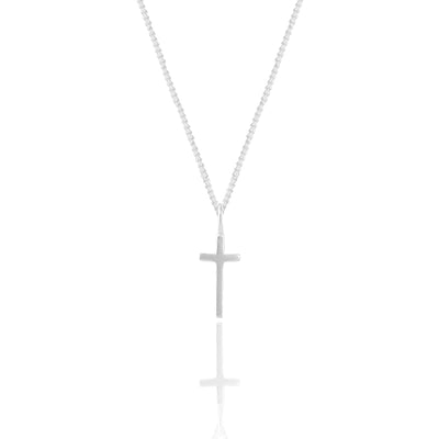 Mini Madonna Cross Charm Necklace - Silver