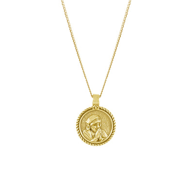 Mother Teresa Pendant for Devotion Necklace - Gold