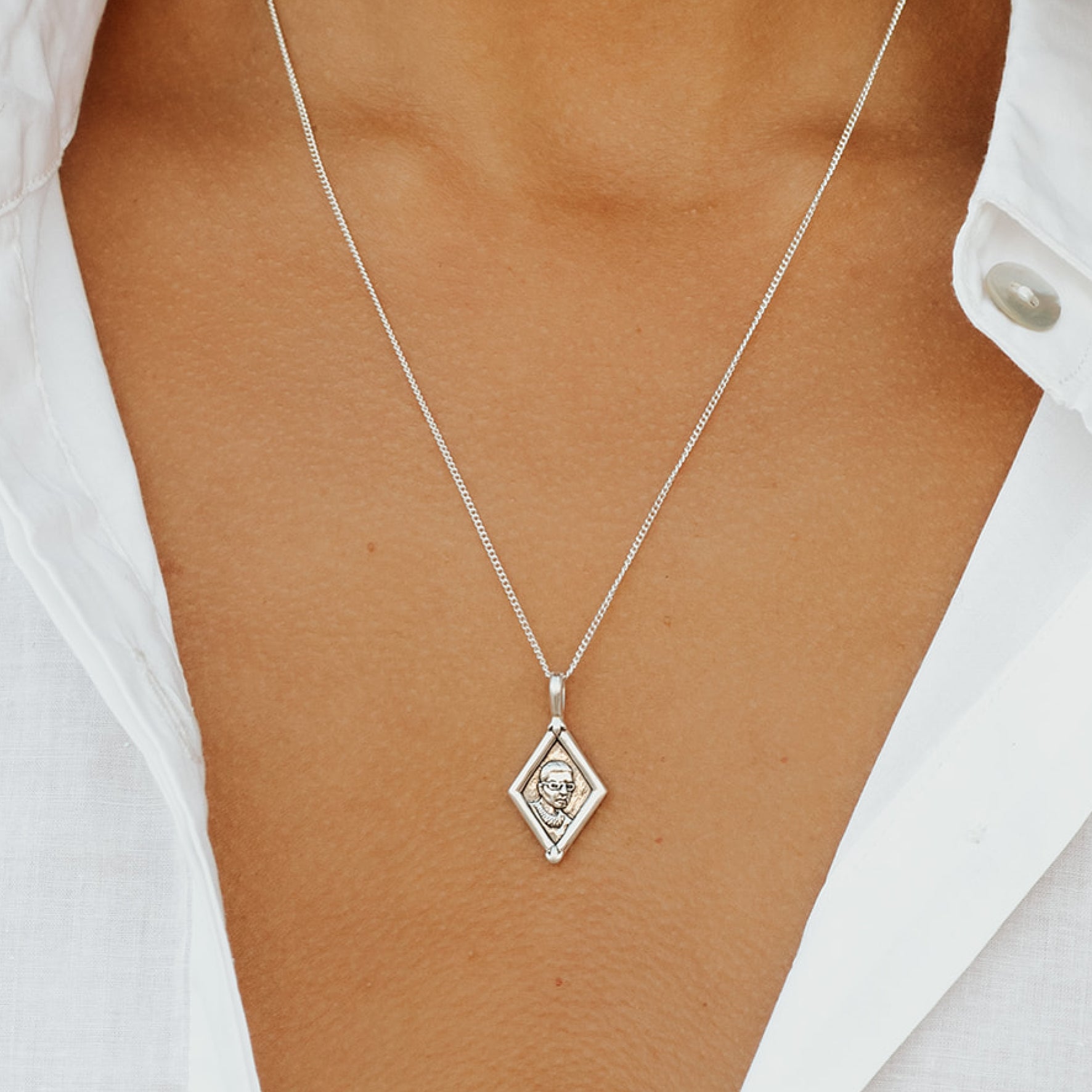Ruth Bader Ginsberg Pendant for Equality Necklace - Silver