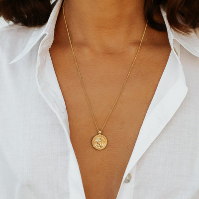 Mother Teresa Pendant for Devotion Necklace - Gold