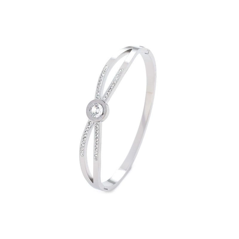 PUSCA Venus Stone Bangle Bracelet - Silver