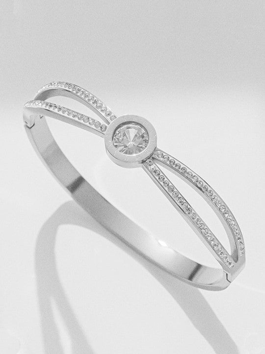 PUSCA Venus Stone Bangle Bracelet - Silver