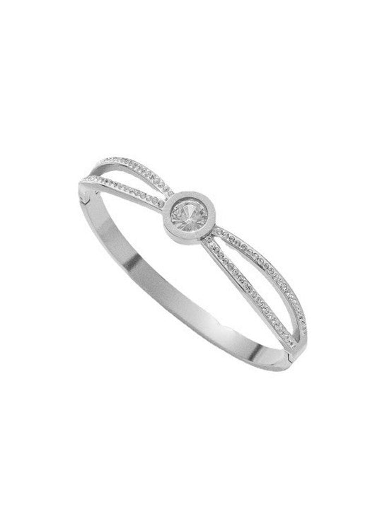 PUSCA Venus Stone Bangle Bracelet - Silver