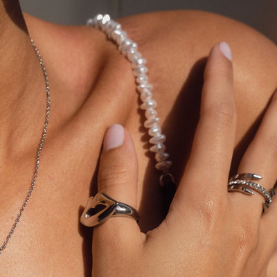 Four Point Nail Stone Ring - Silver
