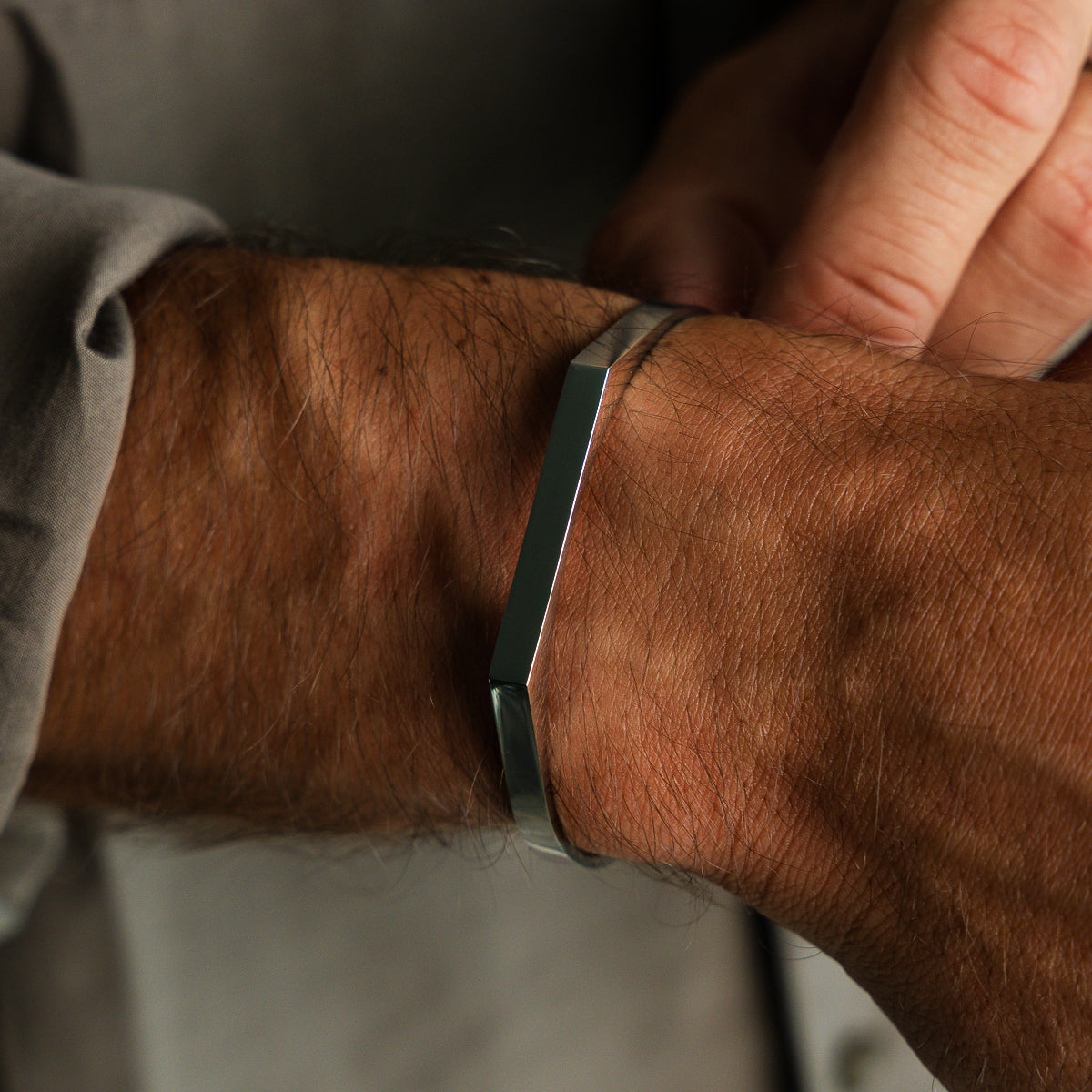 Adjustable Signet Cuff Bangle - Silver