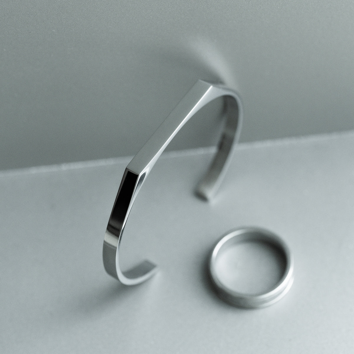Adjustable Signet Cuff Bangle - Silver