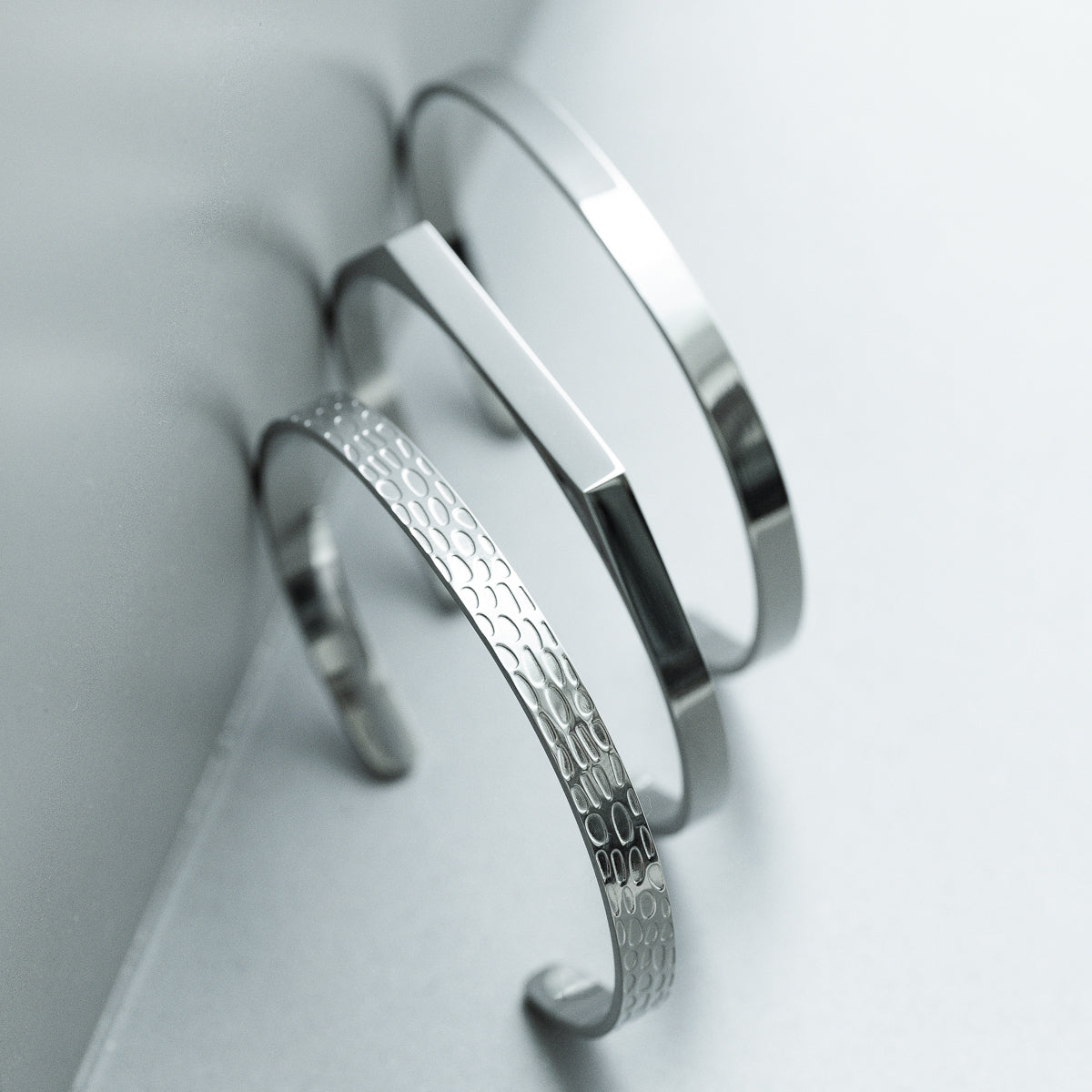 Adjustable Signet Cuff Bangle - Silver