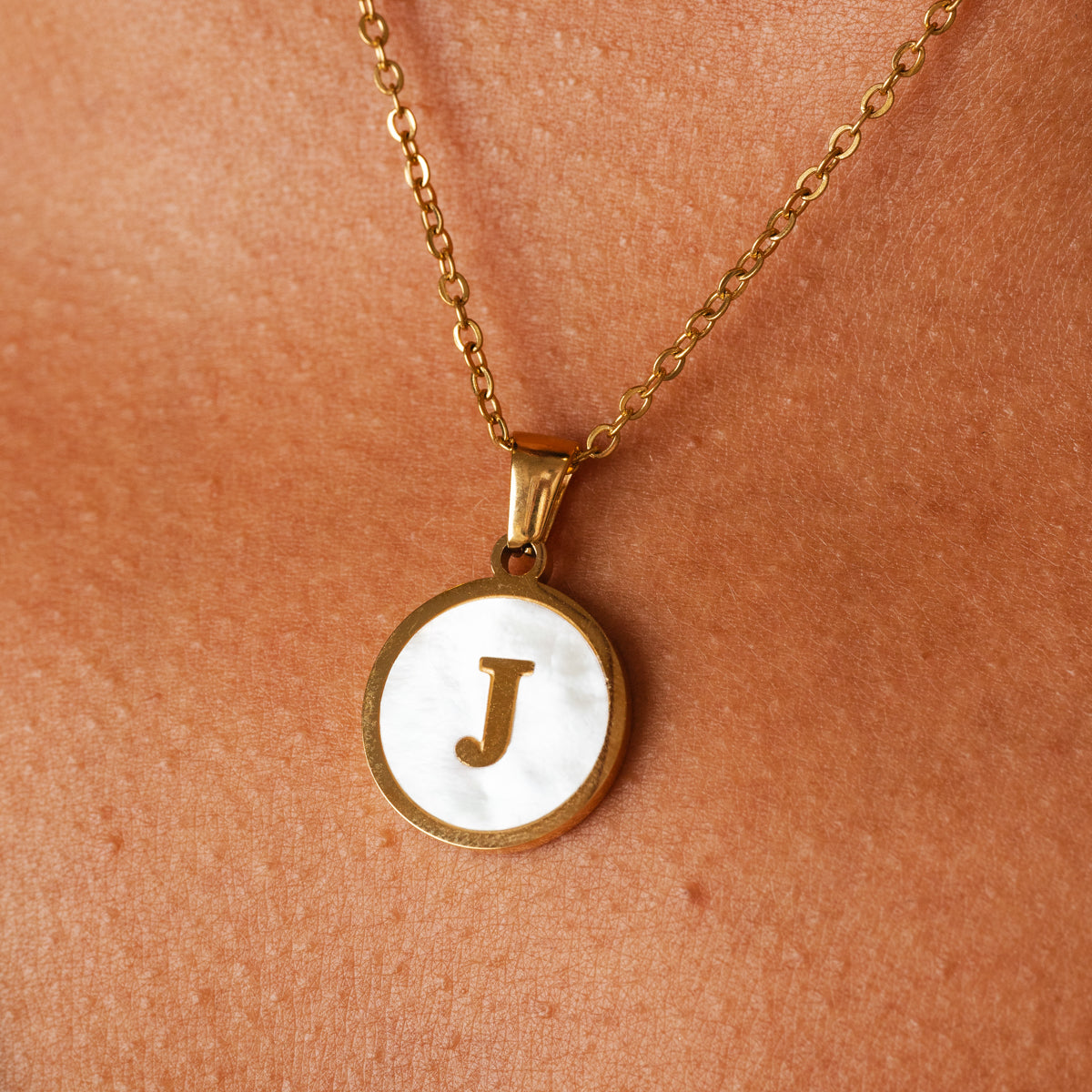 Marble Initial Necklace - Gold