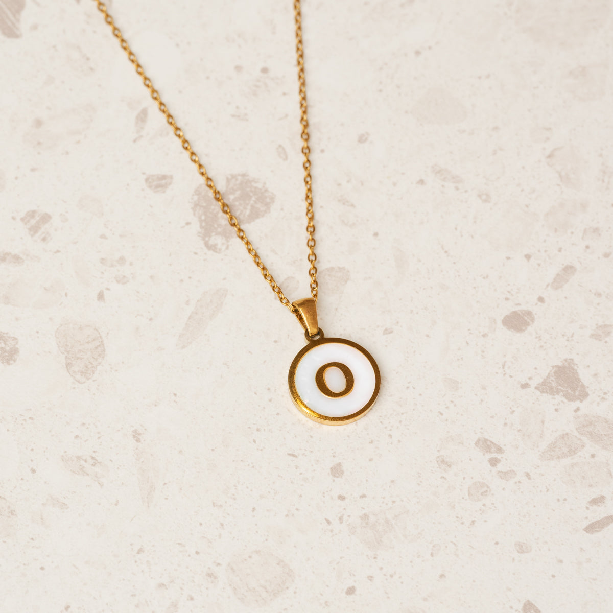 Marble Initial Necklace - Gold