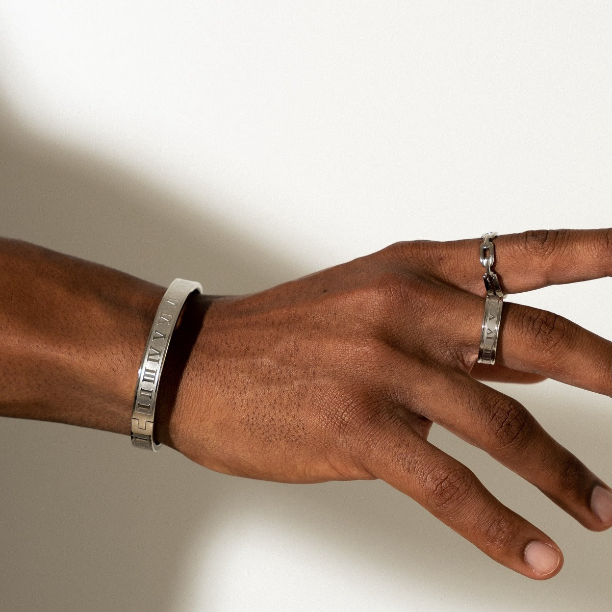Roman Numeral Bangle - Silver