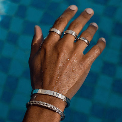 Roman Numeral Bangle - Silver