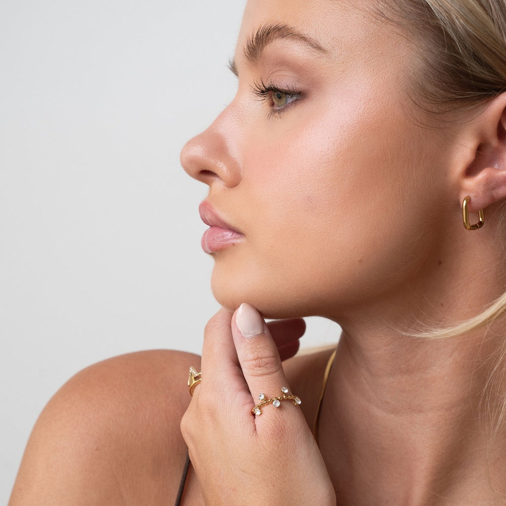 Square Huggie Hoop Earring - Gold