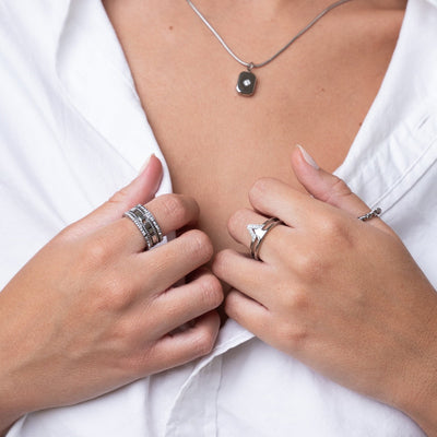 Nautical Stone Pendant Necklace - Silver