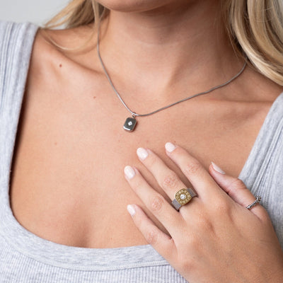 Nautical Stone Pendant Necklace - Silver
