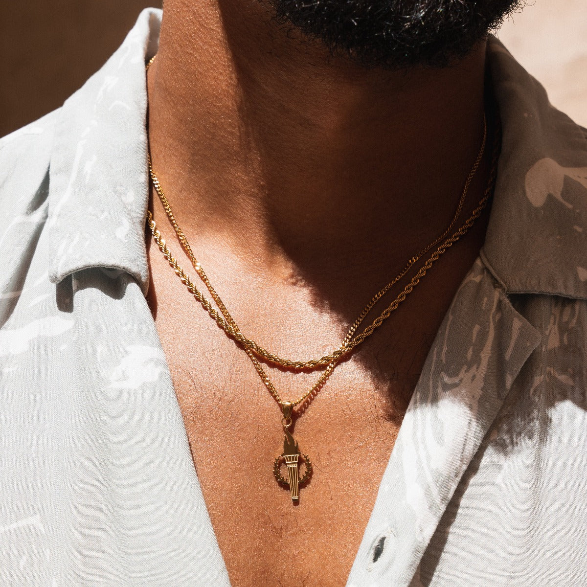 Torch Pendant Necklace - Gold