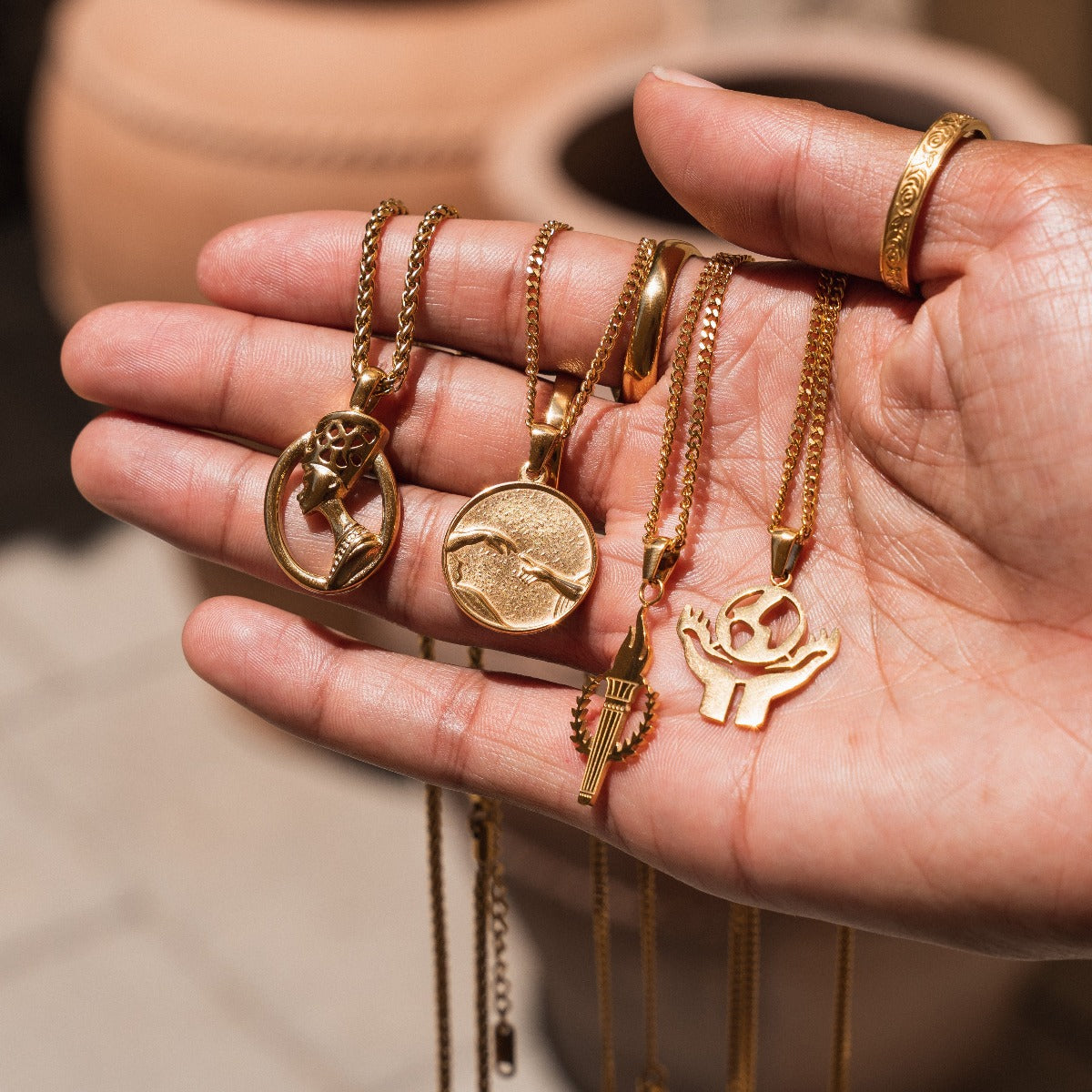 Torch Pendant Necklace - Gold