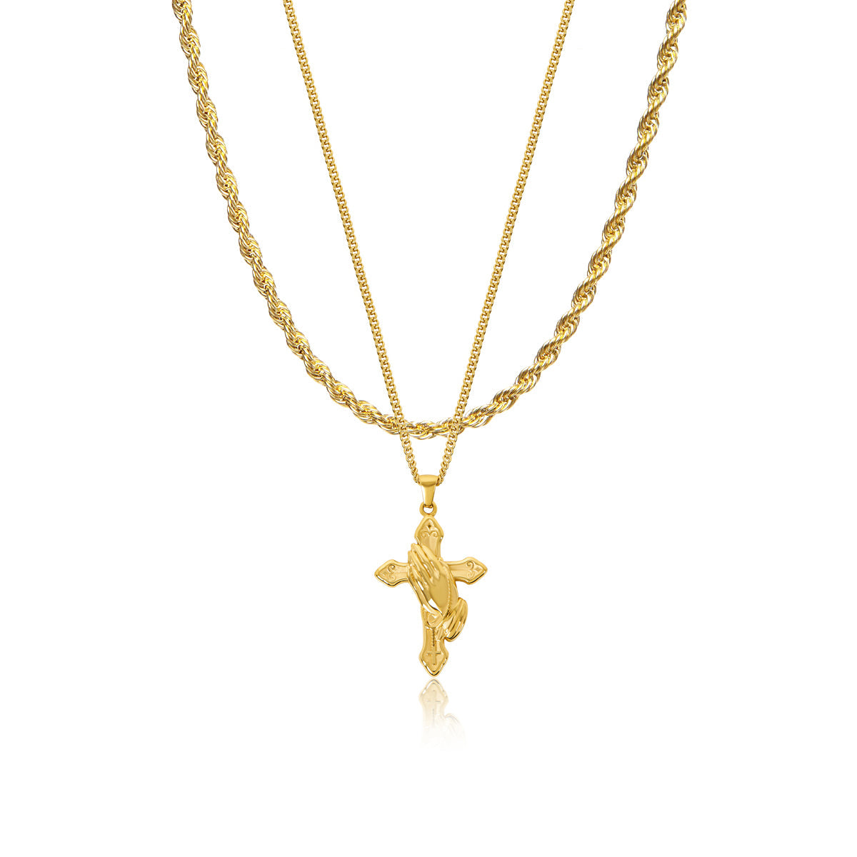 Faith Pendant x Rope Chain Full Set - Gold