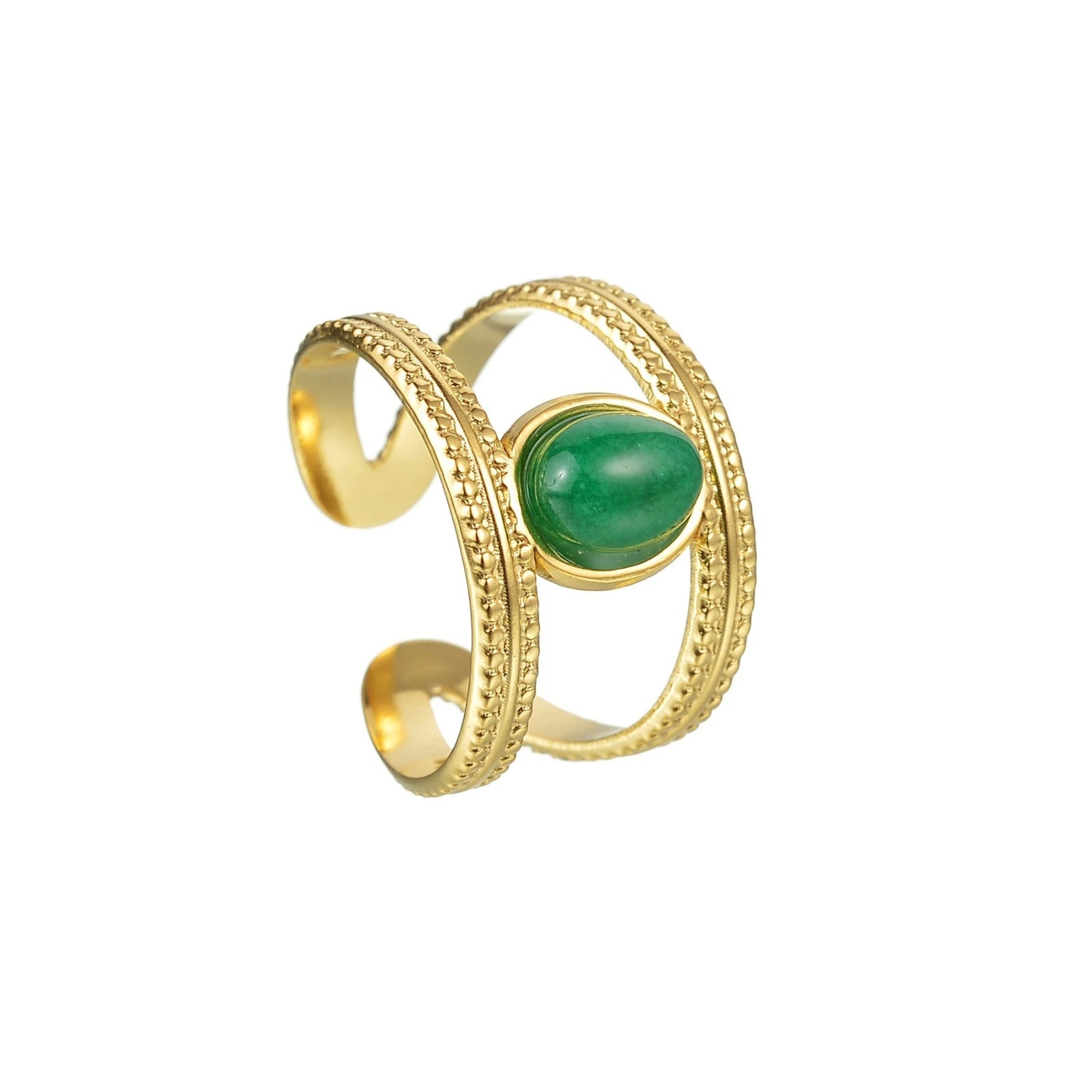 PUSCA IRIS green agate ring