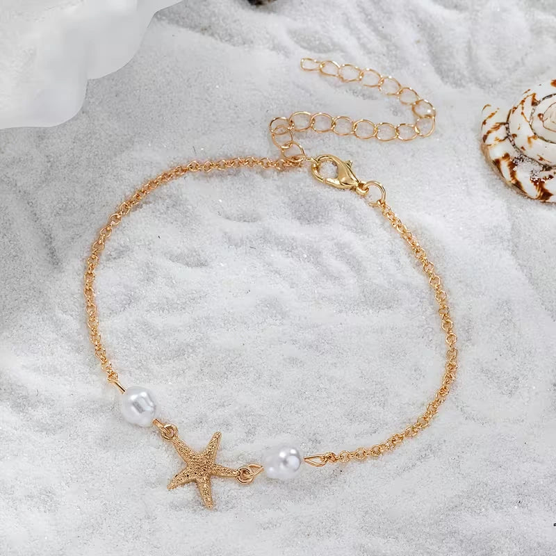 PUSCA Helloice Starfish Pearl Anklet & Bracelet