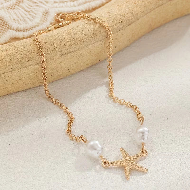 PUSCA Helloice Starfish Pearl Anklet & Bracelet